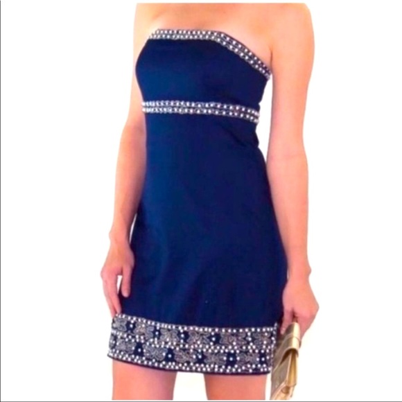 Lilly Pulitzer Beaded Strapless Bowen Dress Size 2